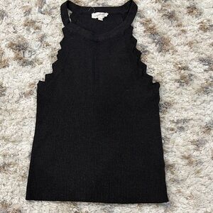 Mystree Black Scalloped Tank Top